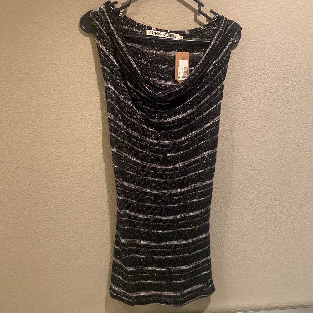 Michael Stars OS Striped Black and White Sparkly Women’s Tank Top Brand New